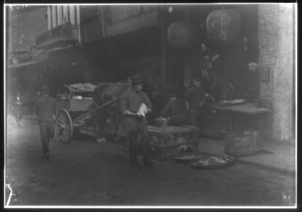 Vendors and a horse and cart on a street, Chinatown, San Francisco LOC agc.7a55052