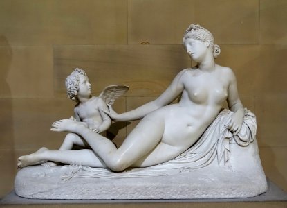 Venus and Cupid, by Pietro Tenerani, 1825, marble - Sculpture Gallery, Chatsworth House - Derbyshire, England - DSC03533 photo