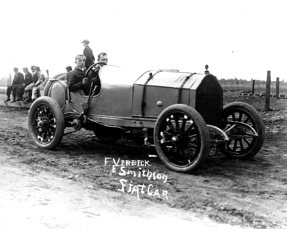 Verbeck and Smithson in Fiat 70 at Tacoma Speedway July 1914