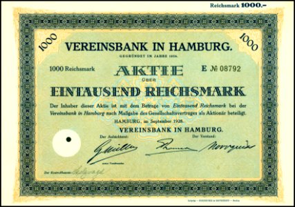 Vereinsbank in Hamburg 1928 photo