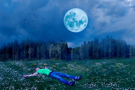Person in the free full moon