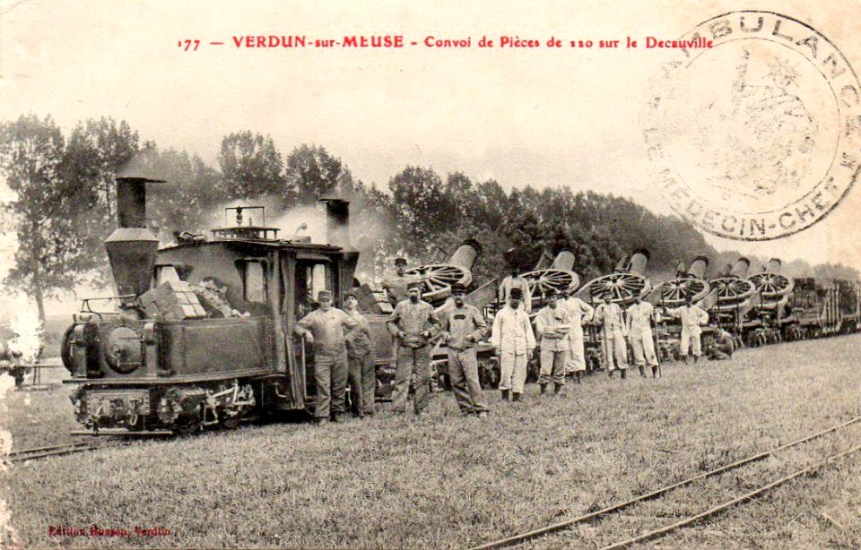 Verdun-sur-Meuse - Convoi de Pieces de 120 sur le Decauville
