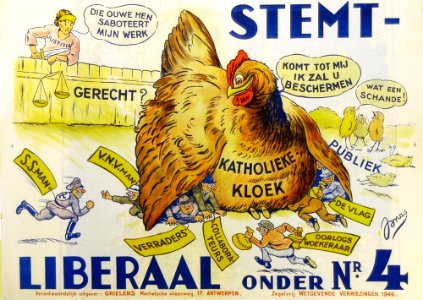Verkiezingsaffiche, 1946 - Campaign poster, Belgian Liberal Party, National elections 1946 (30644844891)
