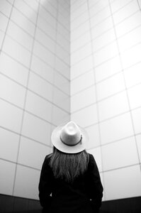 Girl hat alone photo
