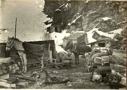 Verpflegsstation des 10-7 Infanterie Bataillons bei der Brennerhütte. Standpunkt, Brennerhütte. (BildID 15465635)