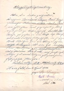 Verpflichtungsvertrag 1914 - Niedrigst-Preisabsprache für Mützen zwischen Kürschnern in Bad Hersfeld