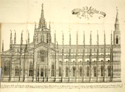 Vero disegno delle parti laterali dell Insigne e Sontuosissima Chiesa Metropolitana di Milano incisione di Federico Agnelli
