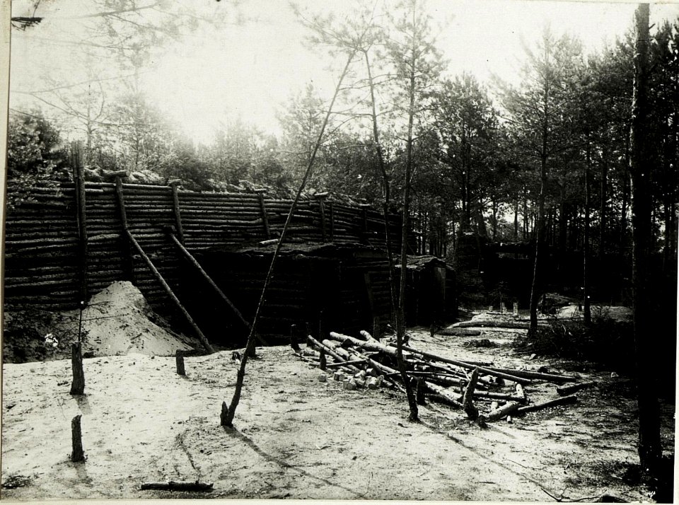 Verstärkte, mit Holzstämmen verkleidete, Traversen eigener Truppen, östlich Rozensk. (BildID 15589684)