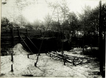 Verstärkte, mit Holzstämmen verkleidete, Traversen eigener Truppen, östlich Rozensk. (BildID 15589684)
