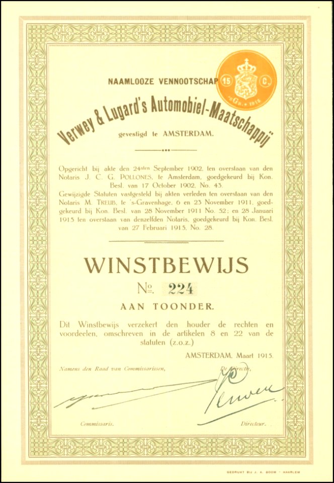 Verwey & Lugard's Automobiel-Maatschappij 1915