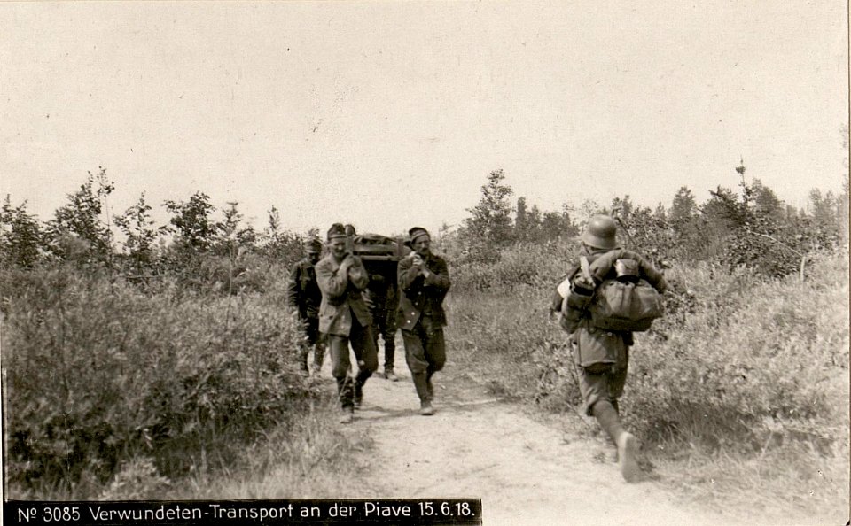 Verwundeten-Transport an der Piave 15.6.18. (BildID 15619969)