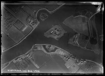 Verticale luchtfoto van Fort Hinderdam 800 m