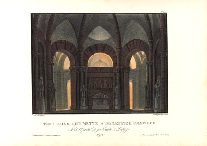 Vestibolo che mette a domestico oratorio - Set design by Sanquirico for Ugo, Conte di Parigi (Milan, 1832)