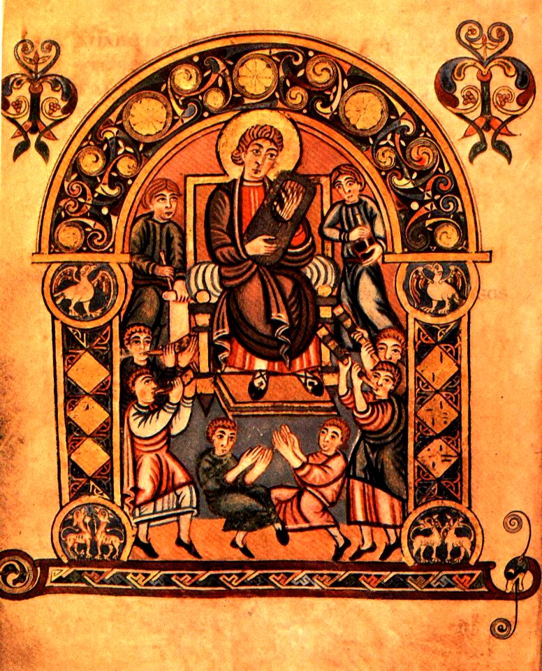 VespasianPsalterFolio30VDavidWthMusicians