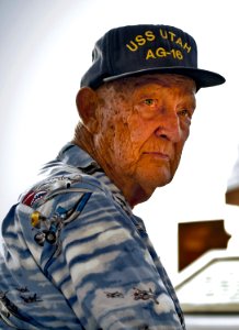 Veteran attends USS Utah Memorial sunset service 121206-N-WF272-014