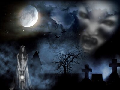 Cemetery creepy ghosts photo