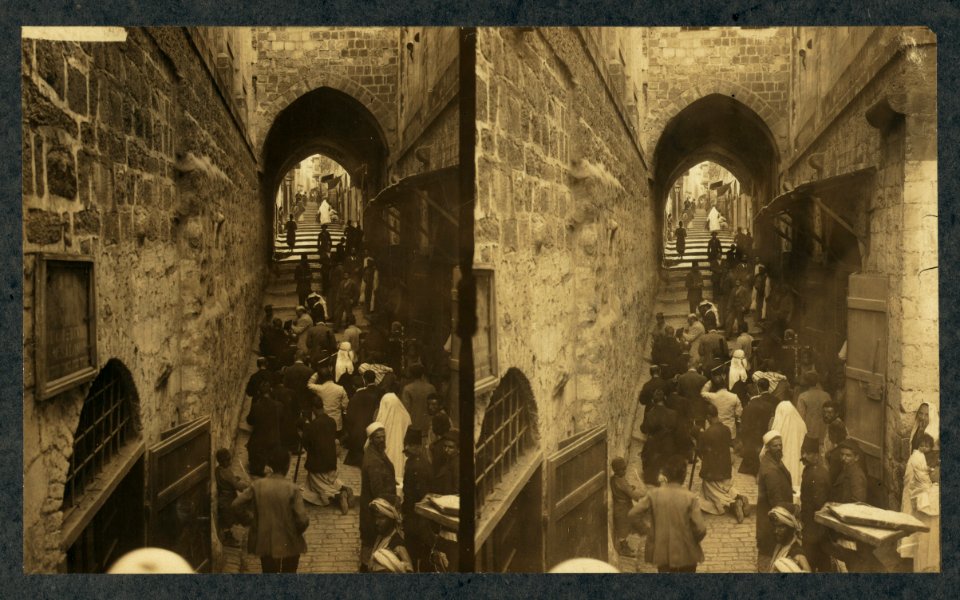 Via Dolorosa - Jerusalem. Pilgrims at station LCCN2004672894