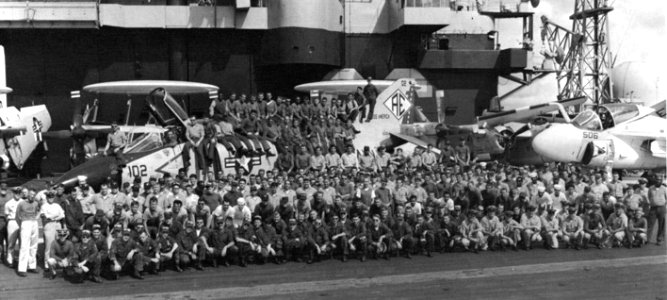VF-102 squadron personnel aboard USS America (CVA-66), in 1968