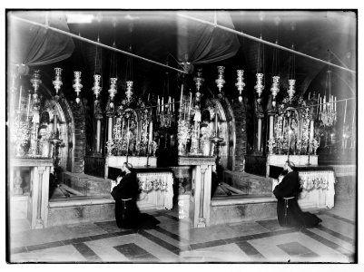 Via Dolorosa, beginning at St. Stephen's Gate. Rent in the Rock of Calvary. LOC matpc.05441