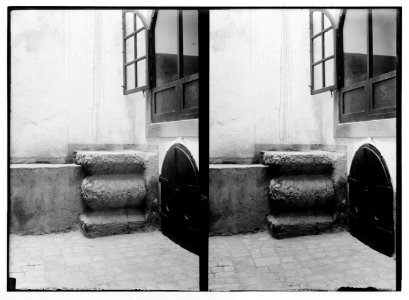 Via Dolorosa, beginning at St. Stephen's Gate. Prophet's stone. LOC matpc.05020