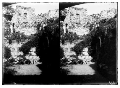 Via Dolorosa, beginning at St. Stephen's Gate. Remains of Crusader church. LOC matpc.05019