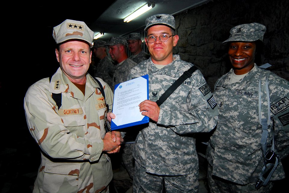 Vice Adm. Bill Gortney visits Sailors at NTM-A in Afghanistan (4679116800)