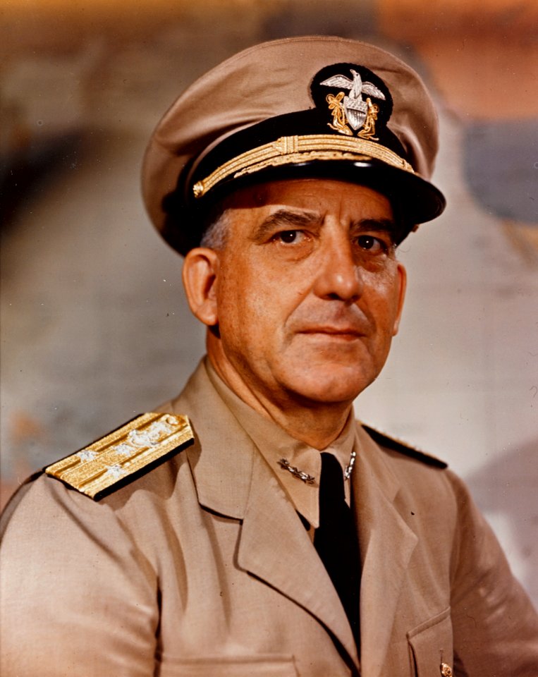 Vice Admiral Daniel E. Barbey, US Navy, on 23 July 1945