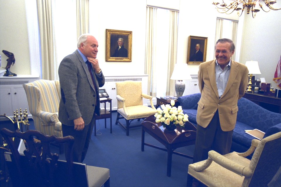 Vice President Dick Cheney and Secretary of Defense Donald Rumsfeld in the Office of the Vice President