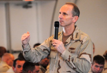 Vice Chief of Naval Operations Adm. Jonathan W. Greenert speaks with Sailors from Joint Task Force (JTF) Guantanamo DVIDS362970 photo