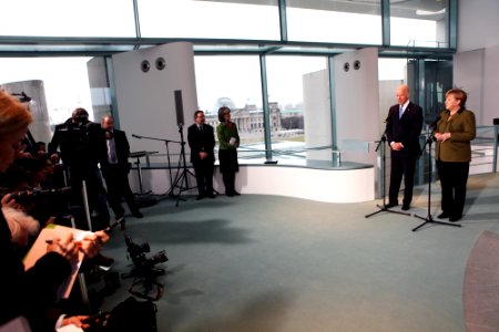 Vice President Joe Biden and German Chancellor Angela Merkel speaking to the media (8446851055)