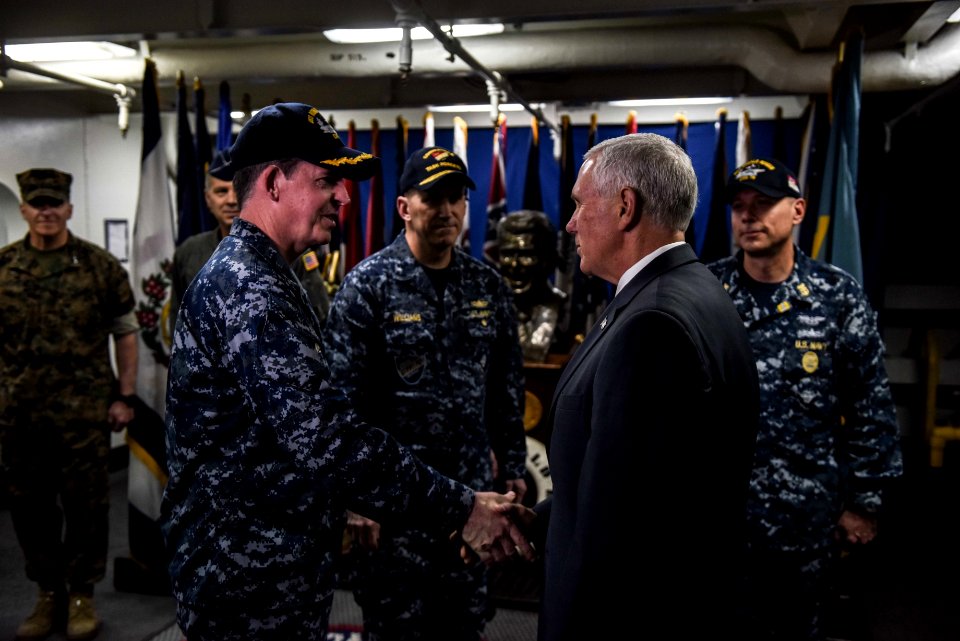 Vice President Michael R. Pence aboard USS Ronald Reagan 02
