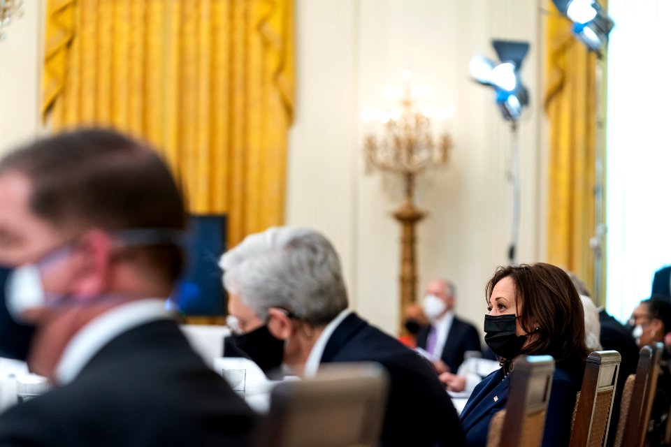 Vice President Harris participate in cabinet meeting in April 2021