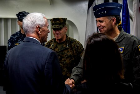 Vice President Michael R. Pence aboard USS Ronald Reagan 16