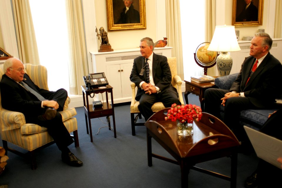 Vice President Dick Cheney meeting with Rex Tillerson, Chairman and CEO of Exxon Mobil Corporation