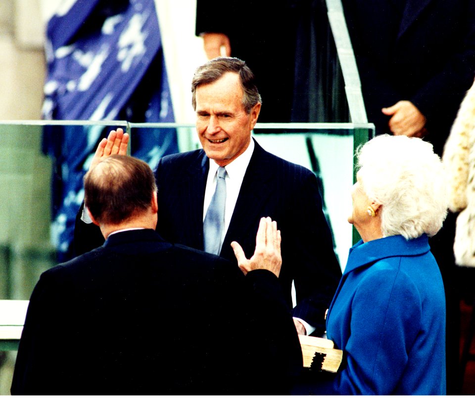 Vice President George H. W. Bush Takes the Oath of Office and becomes the 41st President of the United States