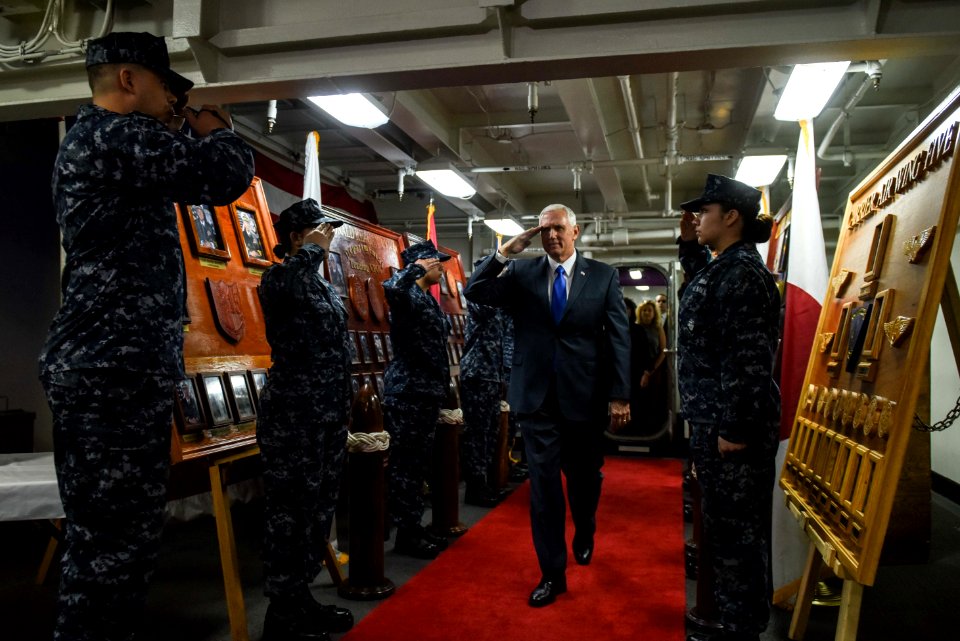 Vice President Michael R. Pence aboard USS Ronald Reagan 01