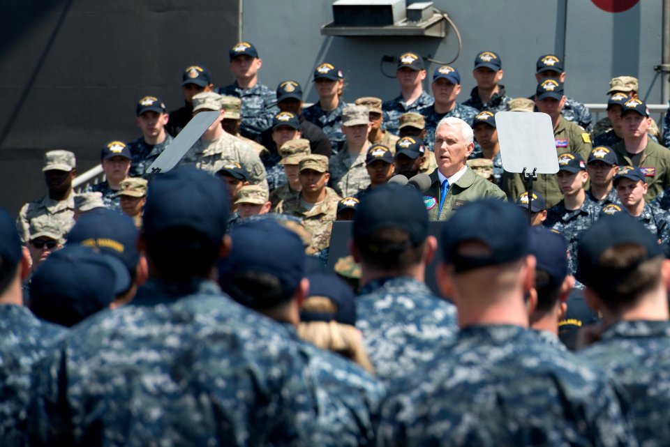 Vice President Michael R. Pence aboard USS Ronald Reagan 32