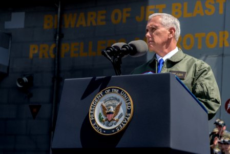 Vice President Michael R. Pence aboard USS Ronald Reagan 05