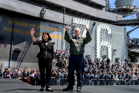 Vice President Michael R. Pence aboard USS Ronald Reagan 13