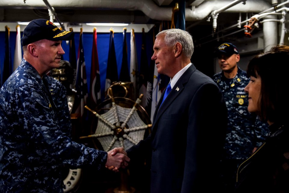 Vice President Michael R. Pence aboard USS Ronald Reagan 14