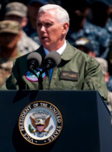 Vice President Michael R. Pence aboard USS Ronald Reagan 29 (cropped)