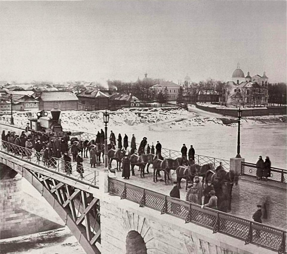Viciebsk, Dźvinski most-Zadźvińnie, Nabiarežnaja. Віцебск, Дзьвінскі мост-Задзьвіньне, Набярэжная (S. Jurkoŭski, 1866-67)