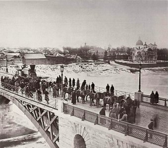 Viciebsk, Dźvinski most-Zadźvińnie, Nabiarežnaja. Віцебск, Дзьвінскі мост-Задзьвіньне, Набярэжная (S. Jurkoŭski, 1866-67)