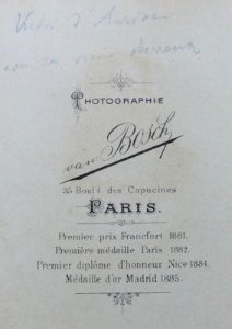 Victor d'Auriac vers 1885 dos