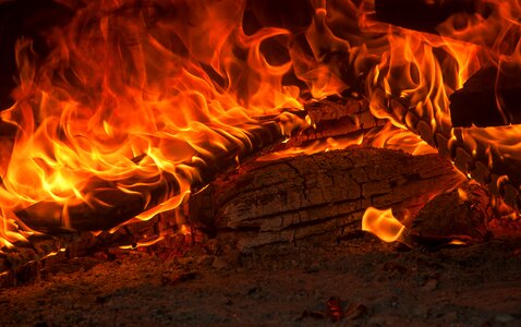 Flames fireplace ash photo