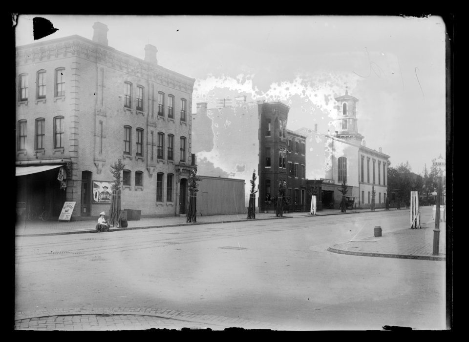 View of 5th Street, N.W., West side, looking North from H Street with Assembly's Presbyterian Church next to B.F. Locraft & Bro. near the end of the street LCCN2016646876