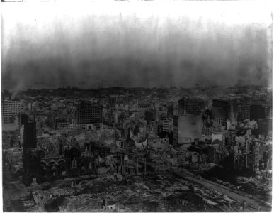 View from the hilltop site of the Fairmont Hotel showing ruins after the 1906 San Francisco earthquake LCCN2007681310