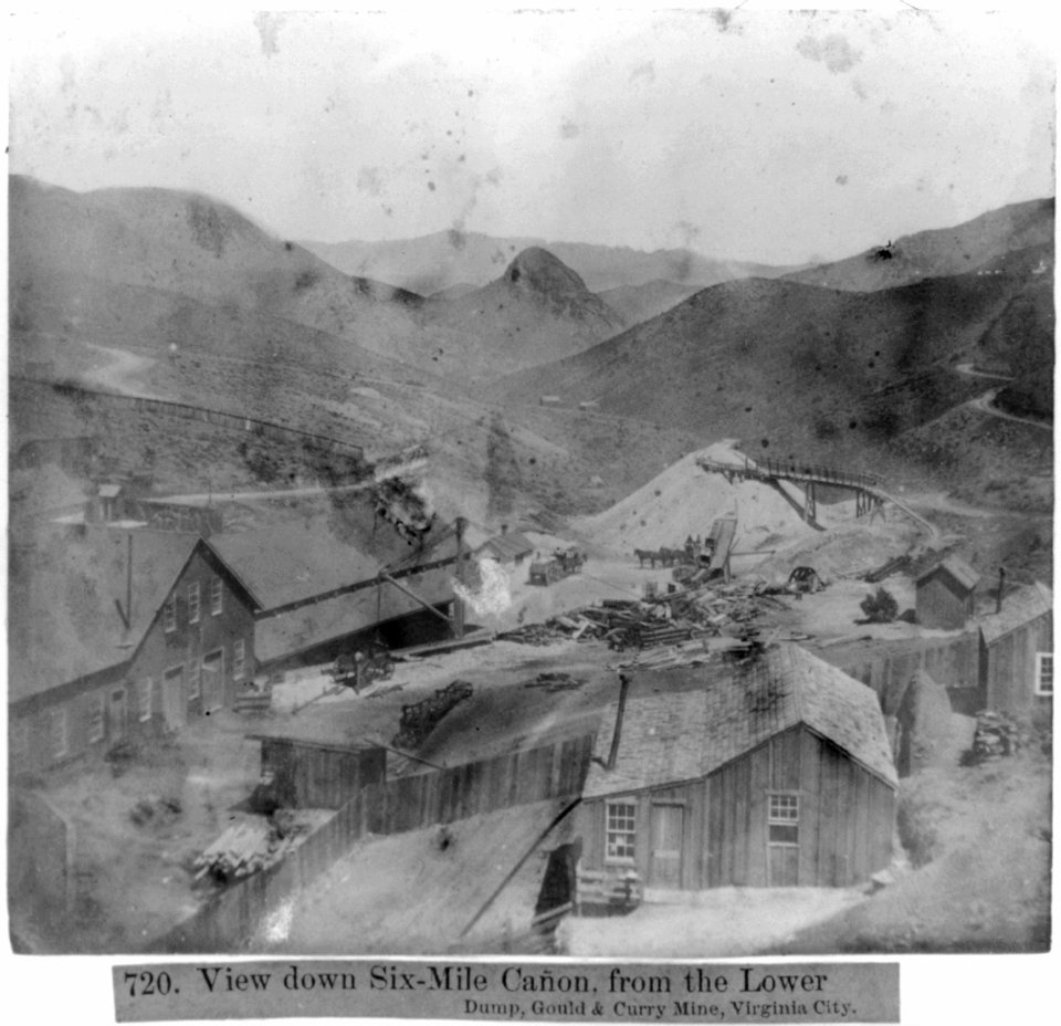 View down Six Mile Canyon, from the Lower Dump, Gould & Curry Mine, Virginia City LCCN2002722010