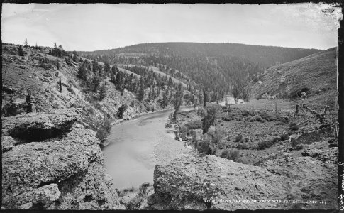 View down the Colorado, from near the hot springs. Middle Park. Grand County, Colorado. - NARA - 517045 photo