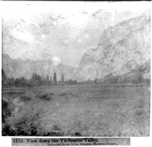 View down the Yosemite Valley - Cathedral Rocks in the distance - Mariposa County LCCN2002717157